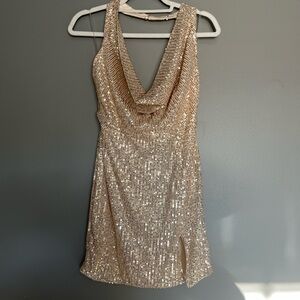 Fashion Nova Shimmering Gold Mini Dress